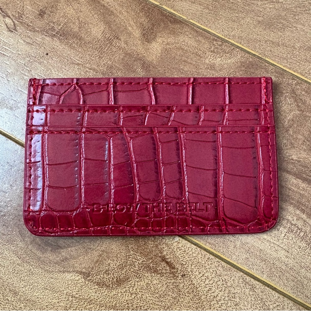 B-Low the Belt Red Croc Embossed Card Holder